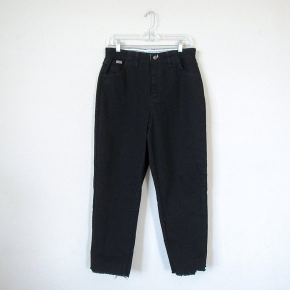 Vintage Lee High Rise Black Denim Jeans Raw Hem - Picture 7 of 7